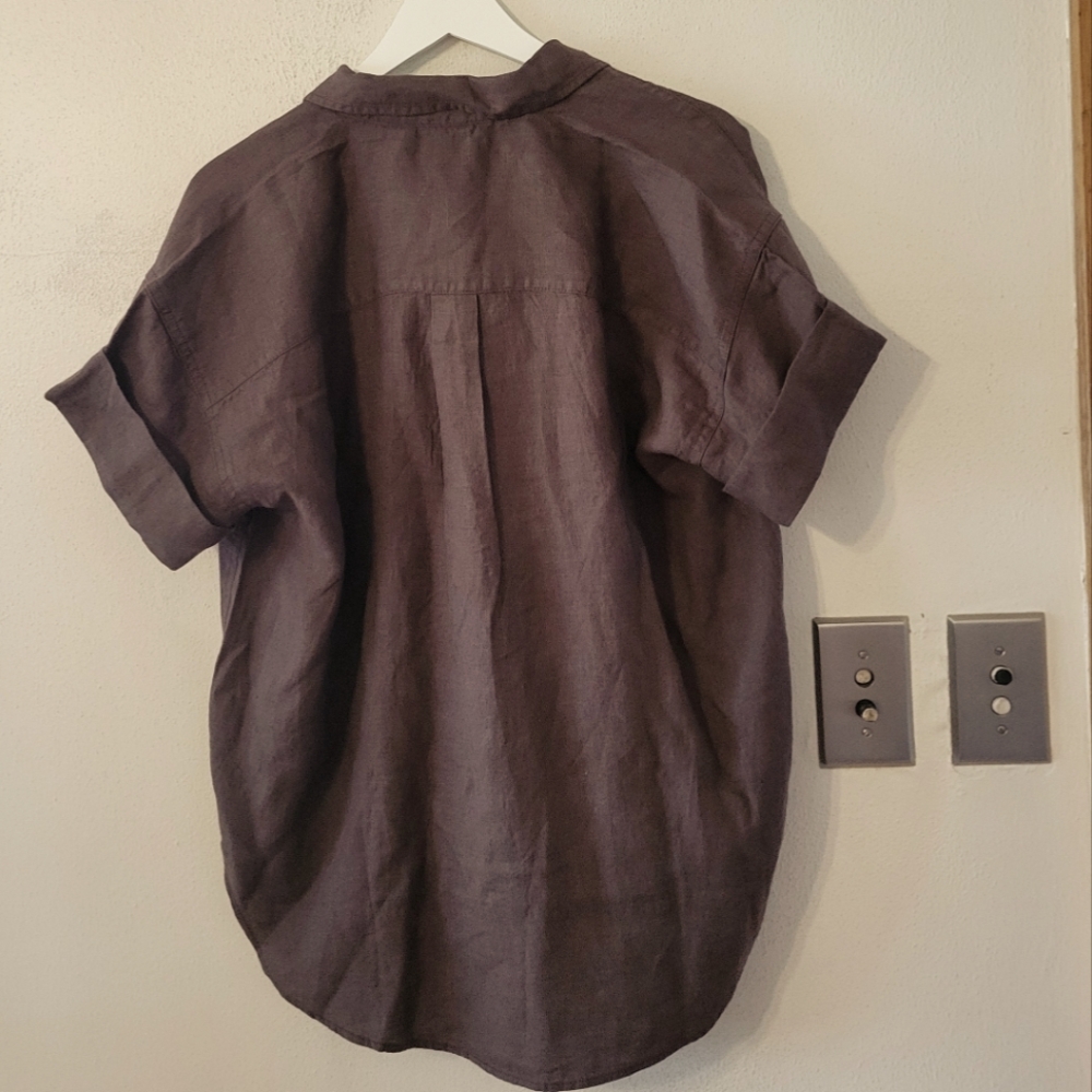 J. Crew Capitaine shirt in Baird McNutt Irish Linen - Deep Chocolate Brown - Picture 8 of 15